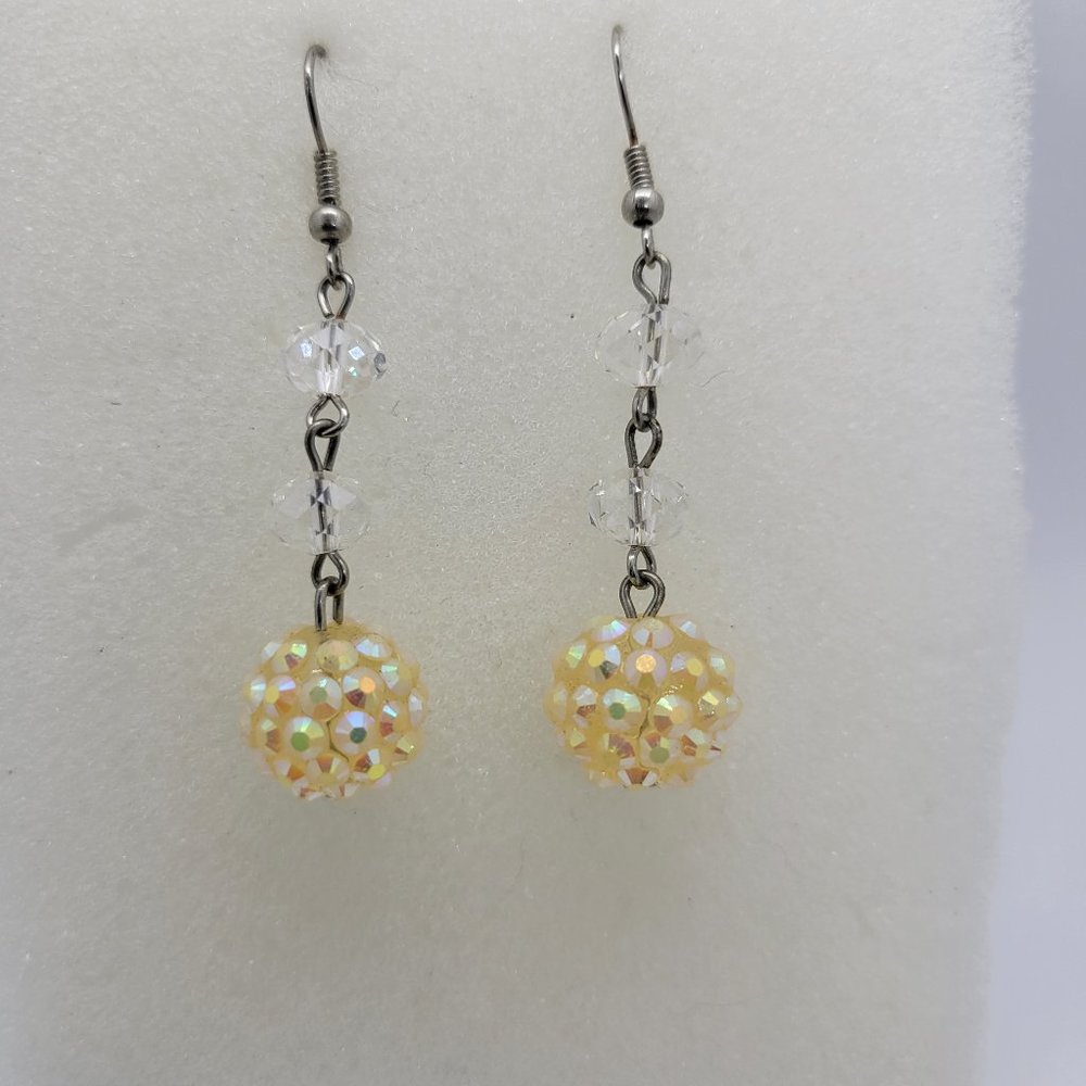 Yellow Rhinestone Round Bead Dangle/Hook E_YW0001